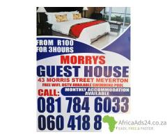 Morrys Guest House Meyerton & Monthly Accomodations 0817846033